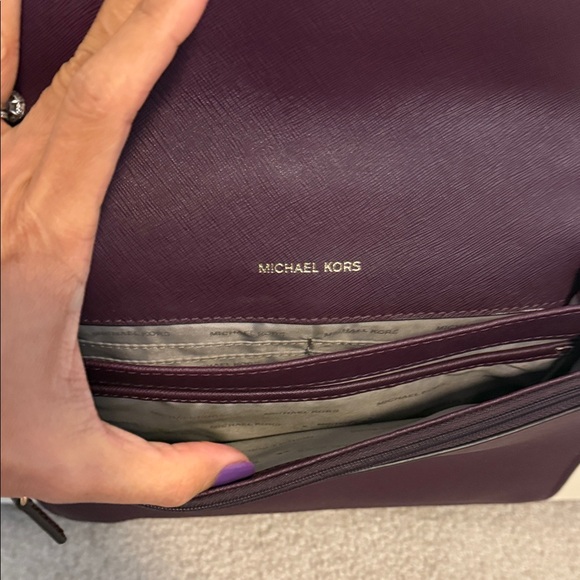 Michael Kors Deep Plum Leather Crossbody with Chain Strap - Picture 6 of 10